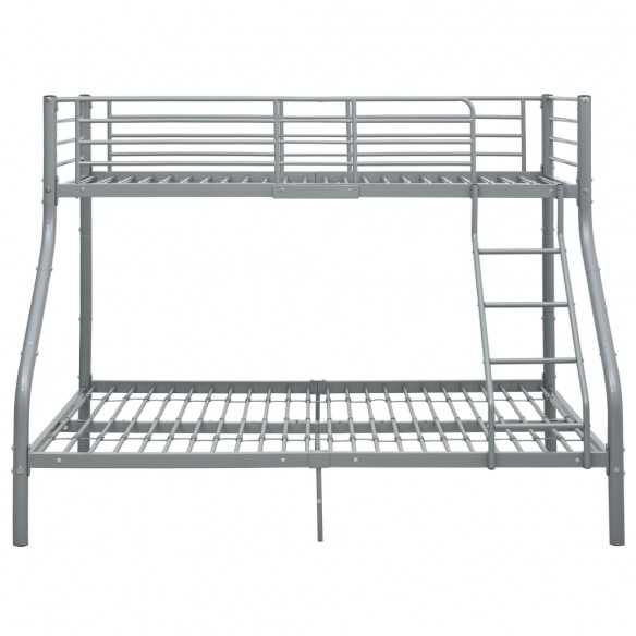 Lit superposé Gris Métal 140x200 cm/90x200 cm