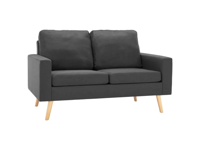 Canapé à 2 places Gris foncé Tissu