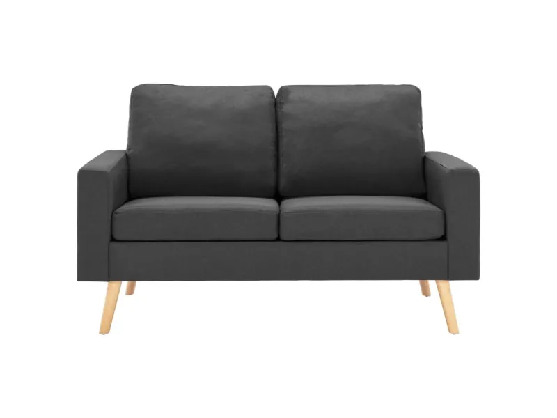 Canapé à 2 places Gris foncé Tissu