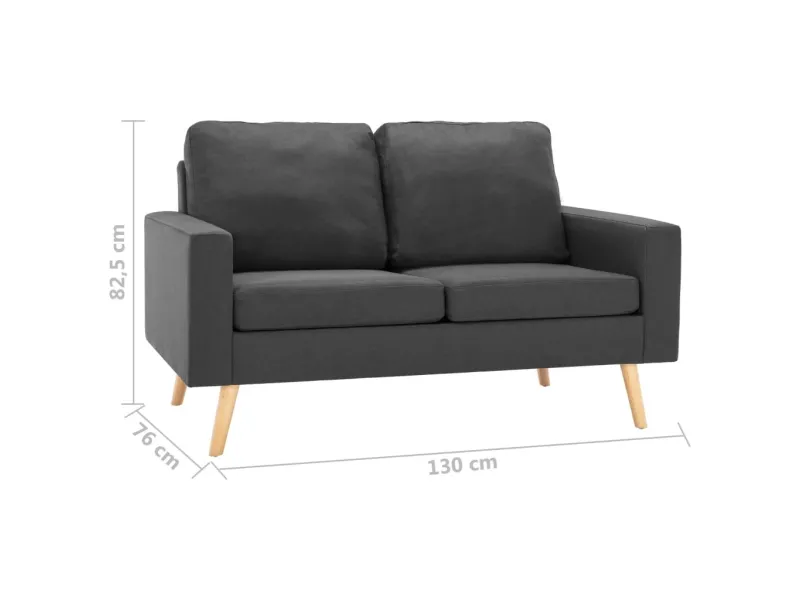 Canapé à 2 places Gris foncé Tissu