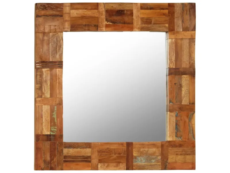 Miroir mural Bois de récupération massif 60 x 60 cm