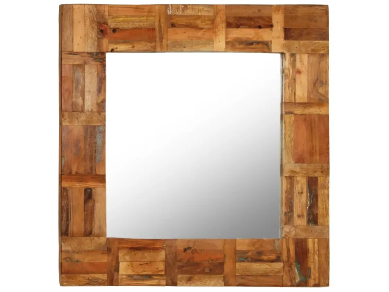 Miroir mural Bois de récupération massif 60 x 60 cm