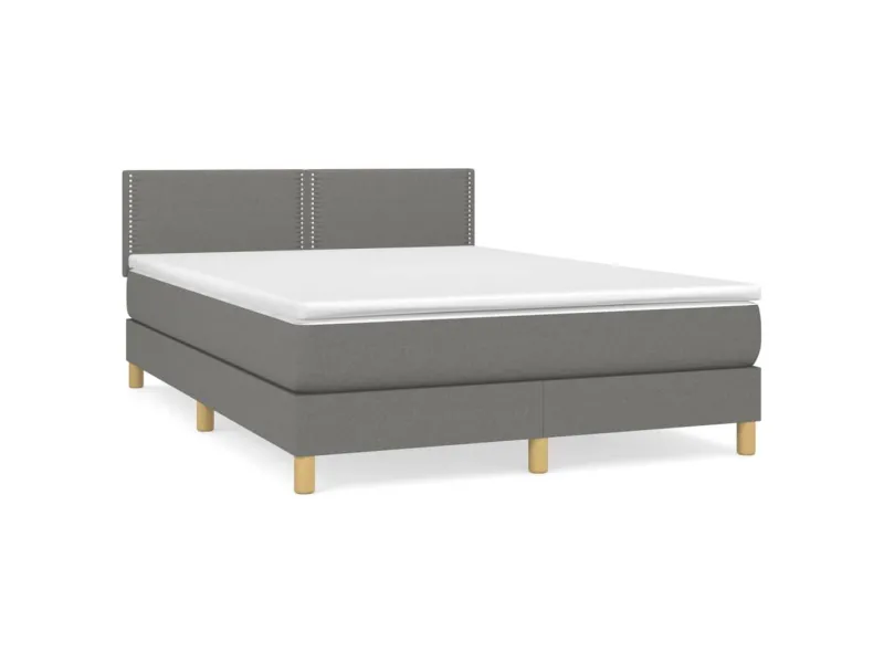 cadre de lit avec matelas Gris foncé 140x200cm Tissu