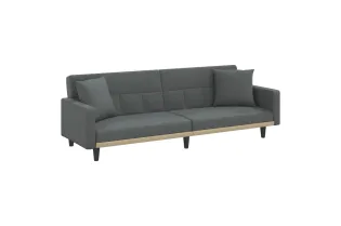 Canapé-lit avec coussins gris foncé tissu 2