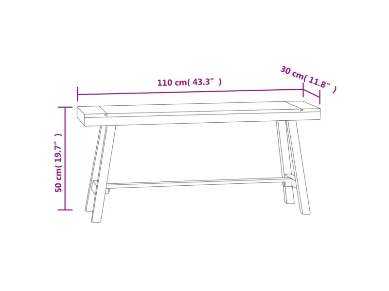 Banc 110 cm Bois massif de teck