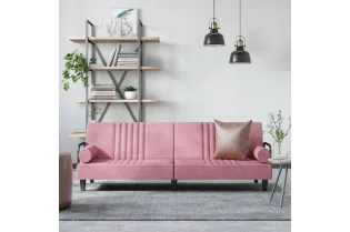 Canapé-lit avec accoudoirs rose velours