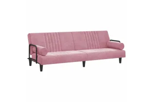 Canapé-lit avec accoudoirs rose velours 2