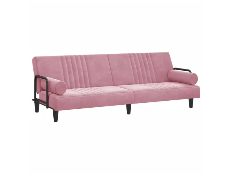 Canapé-lit avec accoudoirs rose velours