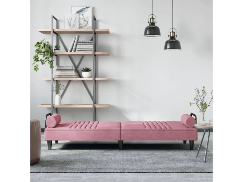 Canapé-lit avec accoudoirs rose velours