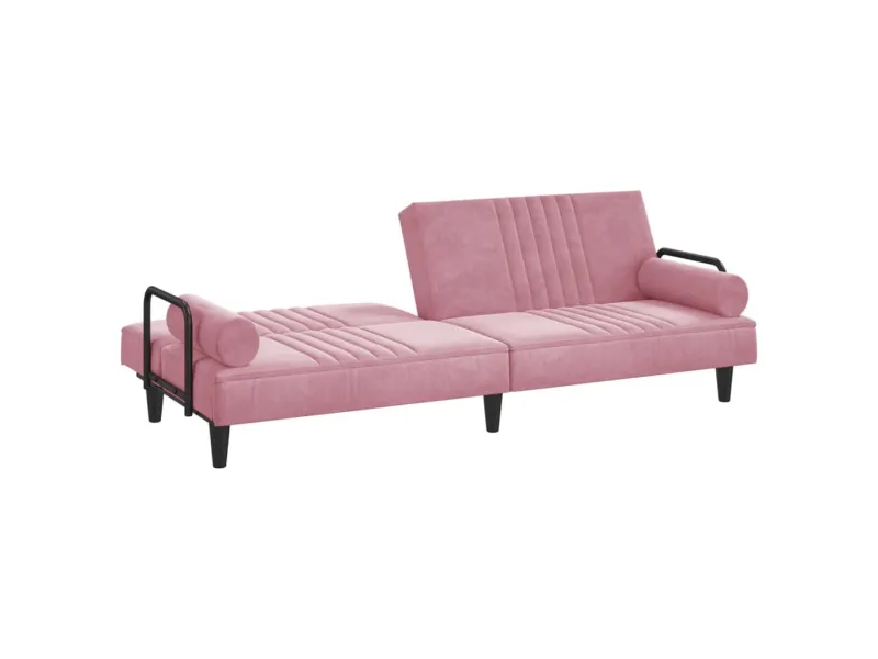 Canapé-lit avec accoudoirs rose velours