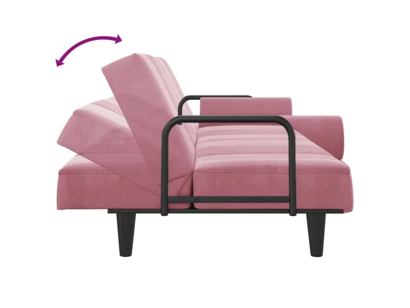Canapé-lit avec accoudoirs rose velours