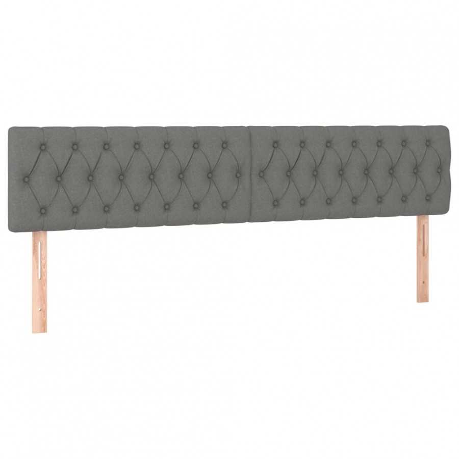 Têtes de lit 2 pcs Gris foncé 100x7x78/88 cm Tissu