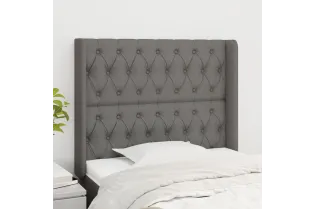 Tête de lit avec oreilles Gris foncé 103x16x118/128 cm Tissu