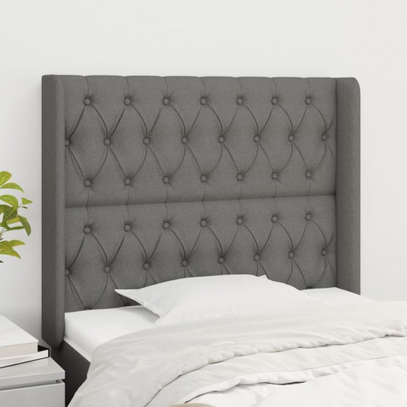 Tête de lit avec oreilles Gris foncé 103x16x118/128 cm Tissu