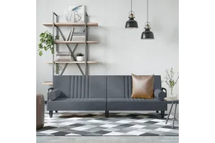 Canapé-lit avec accoudoirs gris foncé velours