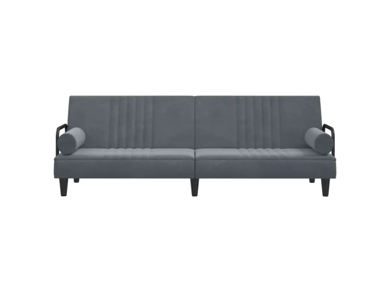 Canapé-lit avec accoudoirs gris foncé velours