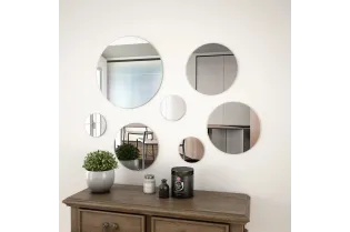 Ensemble de miroir mural 7 pcs Verre Rond