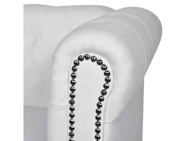Canapé Chesterfield à 3 places cuir synthétique blanc