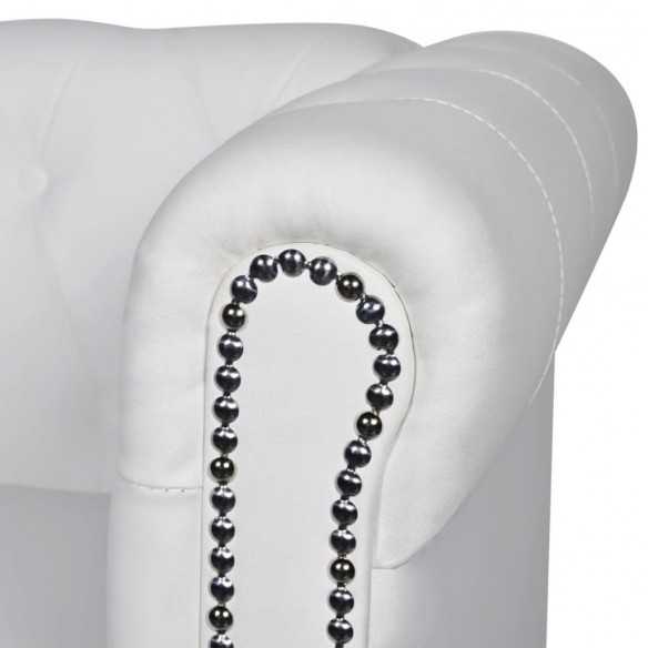 Canapé Chesterfield à 3 places cuir synthétique blanc