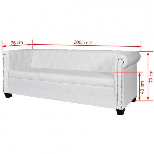 Canapé Chesterfield à 3 places cuir synthétique blanc