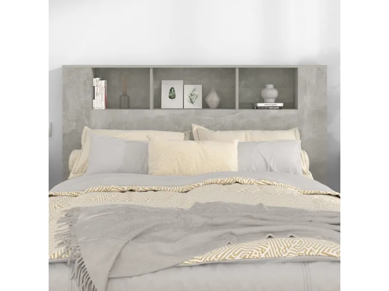 Armoire de tête de lit Gris béton 160x18,5x104,5 cm