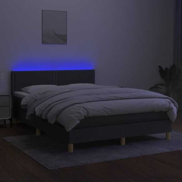 cadre de lit et matelas et LED Gris foncé 140x200 cm