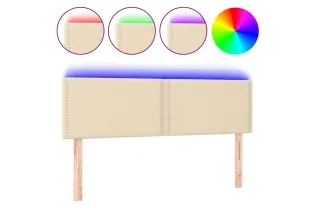 Tête de lit à LED Crème 144x5x78/88 cm Tissu 2