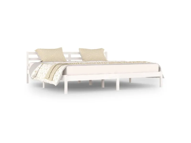 Lit Bois massif de pin 200x200 cm Blanc