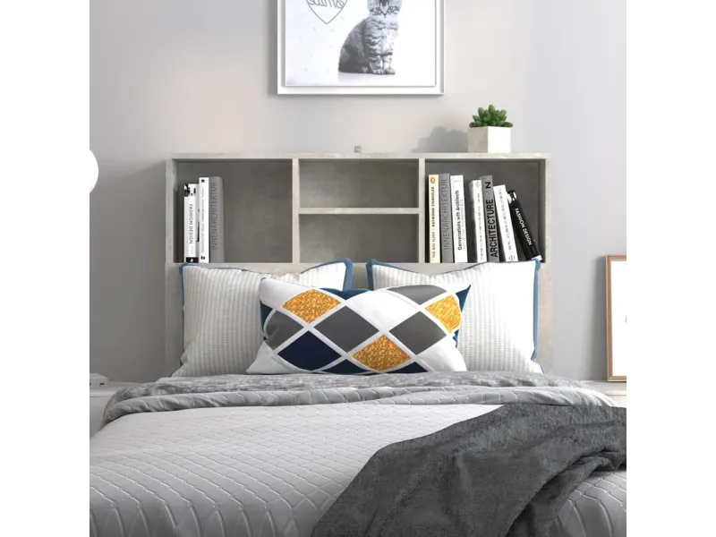 Armoire de tête de lit Gris béton 100x19x103,5 cm