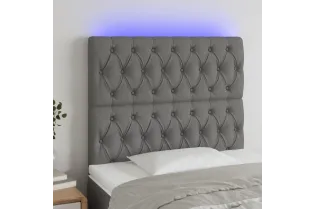 Tête de lit à LED Gris foncé 100x7x118/128 cm Tissu