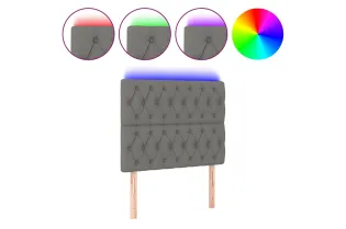 Tête de lit à LED Gris foncé 100x7x118/128 cm Tissu 2