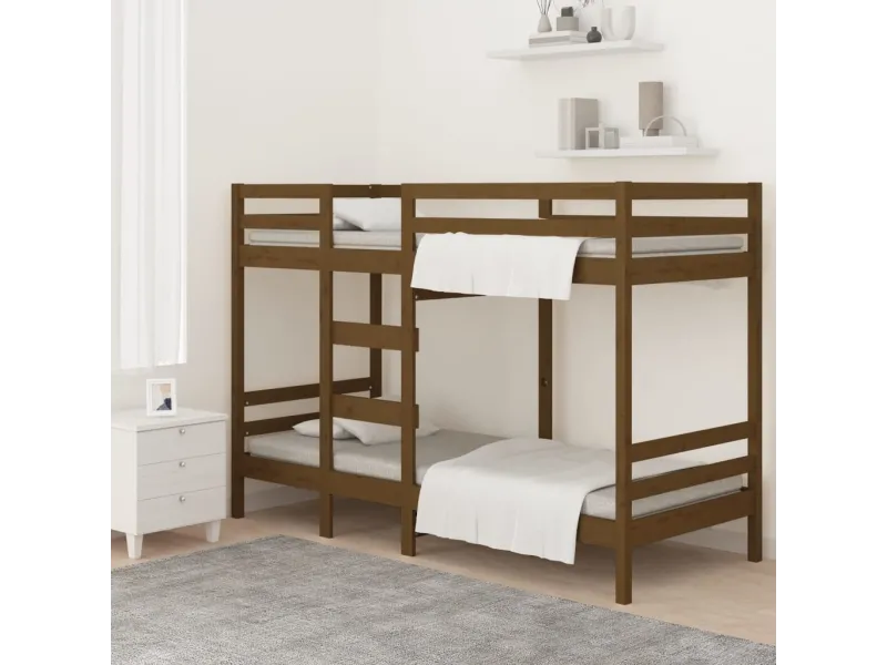 Lit superposé Marron miel 90x200 cm Bois de pin massif