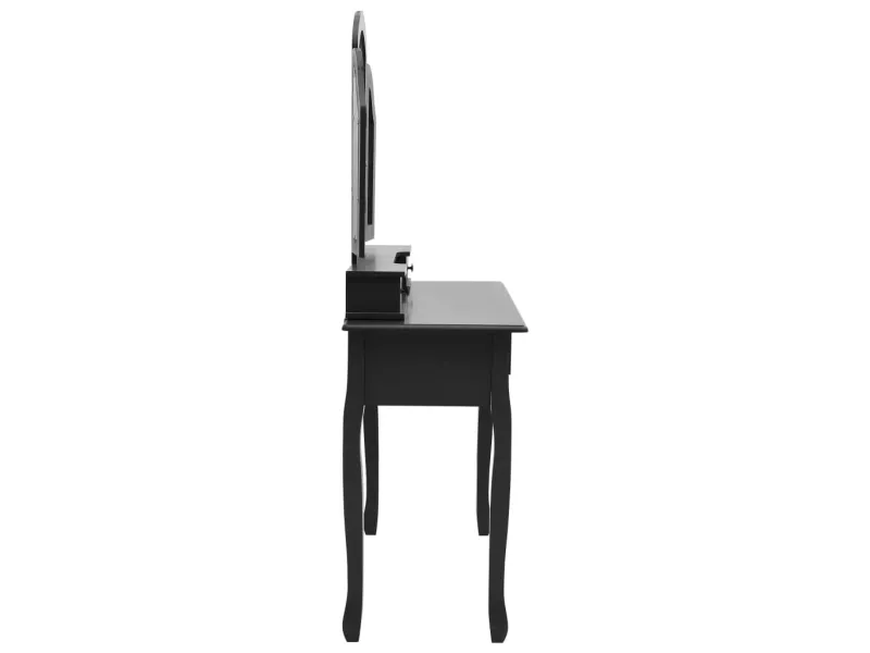 Ensemble de coiffeuse et tabouret Noir 100x40x146 cm Paulownia