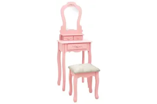 Ensemble de coiffeuse avec tabouret Rose 50x59x136 cm Paulownia