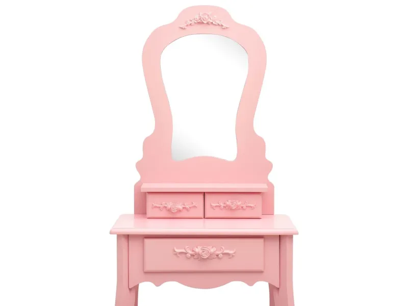 Ensemble de coiffeuse avec tabouret Rose 50x59x136 cm Paulownia