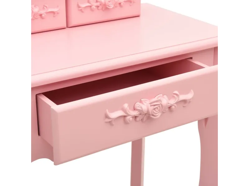 Ensemble de coiffeuse avec tabouret Rose 50x59x136 cm Paulownia