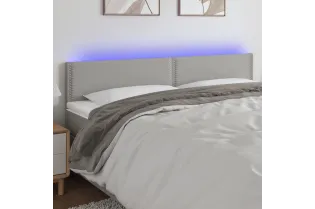Tête de lit à LED Gris clair 200x5x78/88 cm Tissu