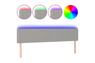 Tête de lit à LED Gris clair 200x5x78/88 cm Tissu 2