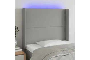Tête de lit à LED Gris clair 103x16x118/128 cm Tissu