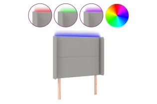 Tête de lit à LED Gris clair 103x16x118/128 cm Tissu 2