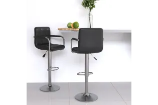Tabourets de bar lot de 2 noir similicuir