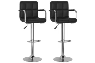 Tabourets de bar lot de 2 noir similicuir 2