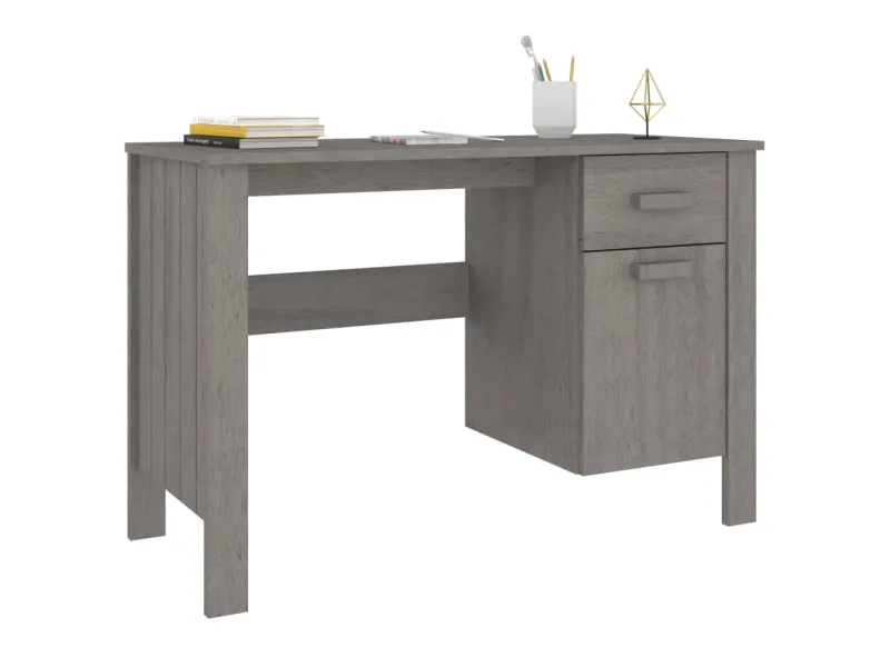 Bureau HAMAR Gris clair 113x50x75 cm Bois massif de pin