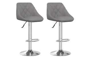 Tabourets de bar lot de 2 gris similicuir 2