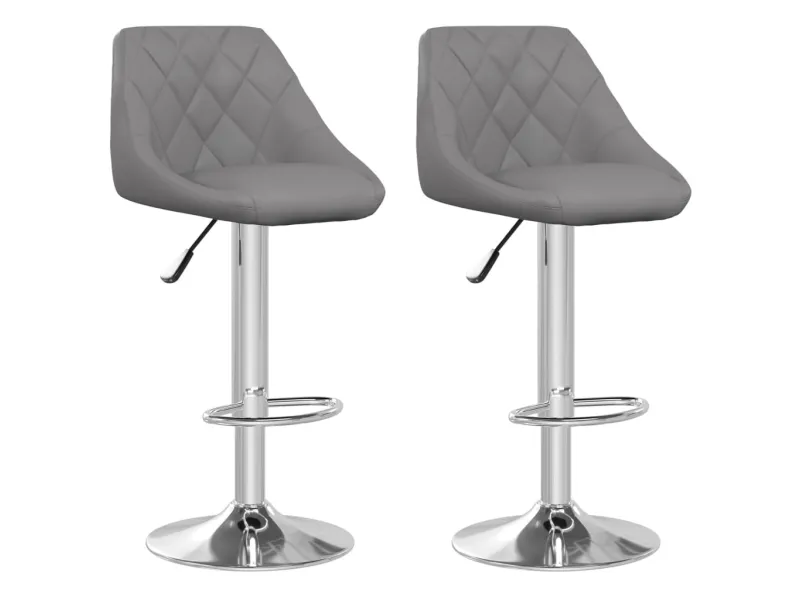 Tabourets de bar lot de 2 gris similicuir