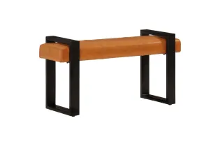 Banc Noir et marron 110 cm Cuir de chèvre véritable
