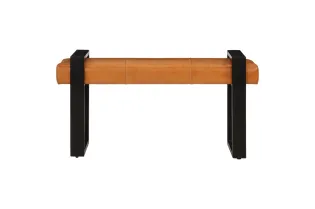 Banc Noir et marron 110 cm Cuir de chèvre véritable 2