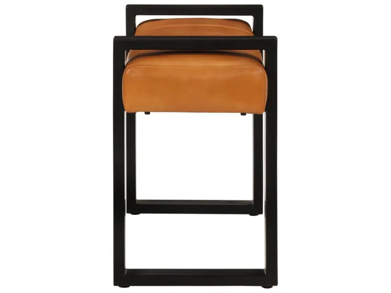 Banc Noir et marron 110 cm Cuir de chèvre véritable