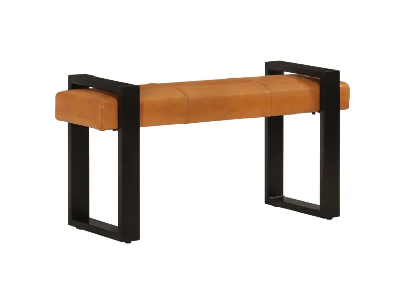 Banc Noir et marron 110 cm Cuir de chèvre véritable
