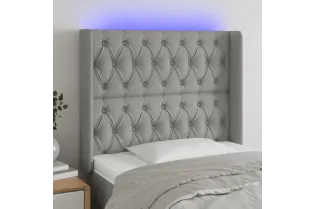 Tête de lit à LED Gris clair 93x16x118/128 cm Tissu